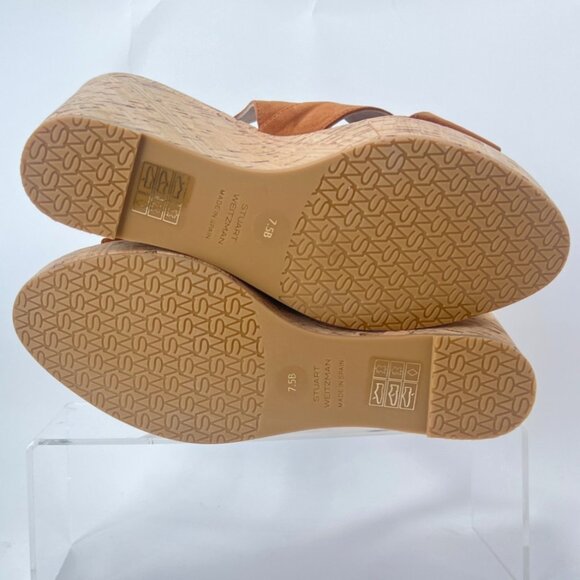 Stuart Weitzman Dayna Suede Sandals Slingback Wedge Hazel Shoes Size 38 US7.5B - Picture 4 of 13